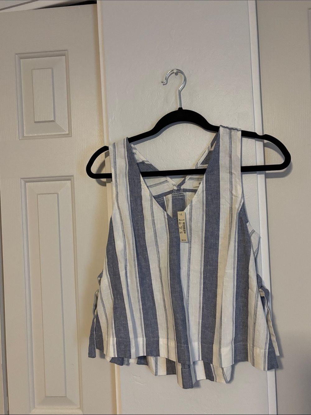 Madewell Blue and White Striped V-Neck Tank-NWT - Picture 1 of 4